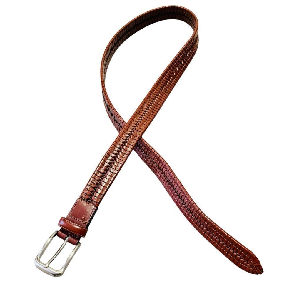 CREMIEUX Brown Woven Full Grain Cowhide Leather Belt Women's Size 38